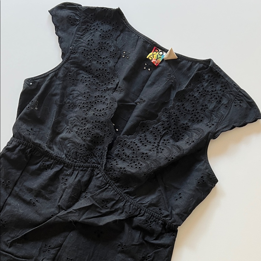 Roxy Black Eyelet Detail Top